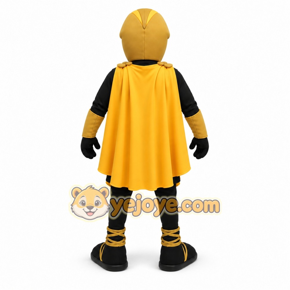 Black and Yellow Knight Mascot Costume Superhero Outfit Black and Yellow Knight Mascot Costume Superhero Outfit