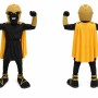 Black and Yellow Knight Mascot Costume Superhero Outfit