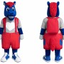 Blue Horse Mascot Costume with Red Outfit