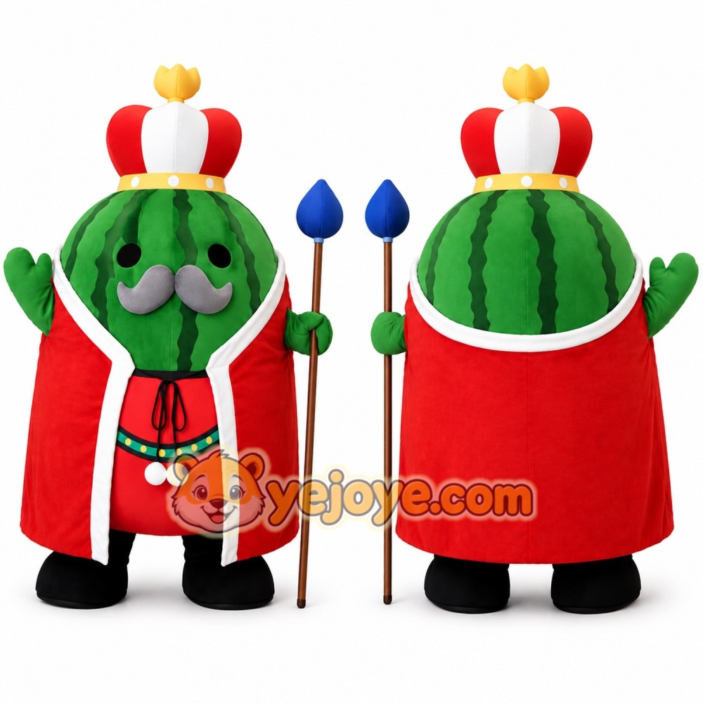 Green Watermelon King Mascot Costume Green Watermelon King Mascot Costume