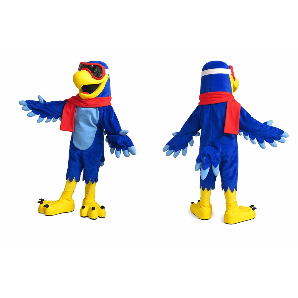 Blue Eagle Mascot Costume with Red Scarf