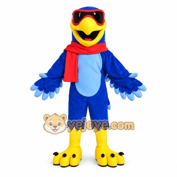 Blue Eagle Mascot Costume with Red Scarf