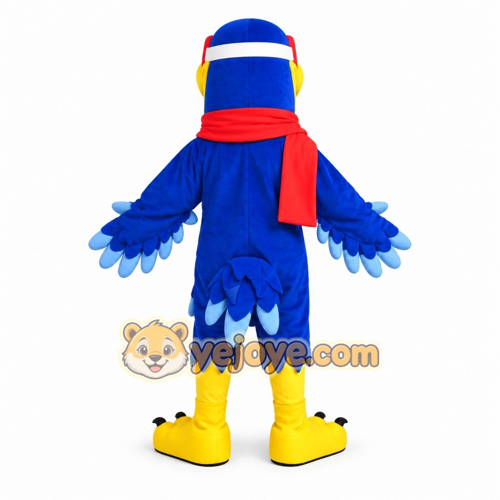 Blue Eagle Mascot Costume with Red Scarf Blue Eagle Mascot Costume with Red Scarf