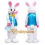 White Bunny Mascot Costume with Blue Vest