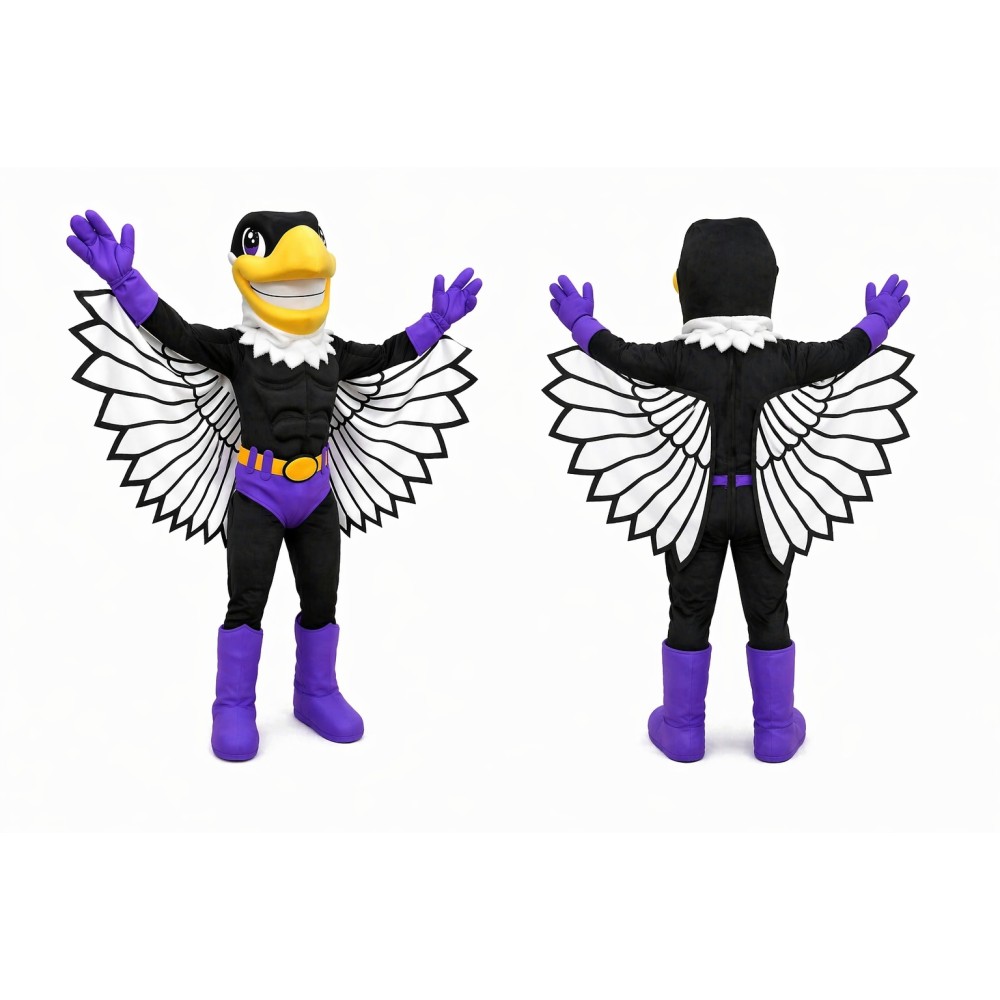 Black and Purple Bird Mascot Costume