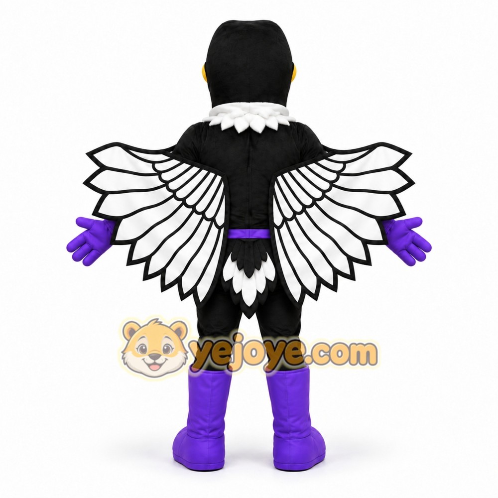 Black and Purple Bird Mascot Costume Black and Purple Bird Mascot Costume
