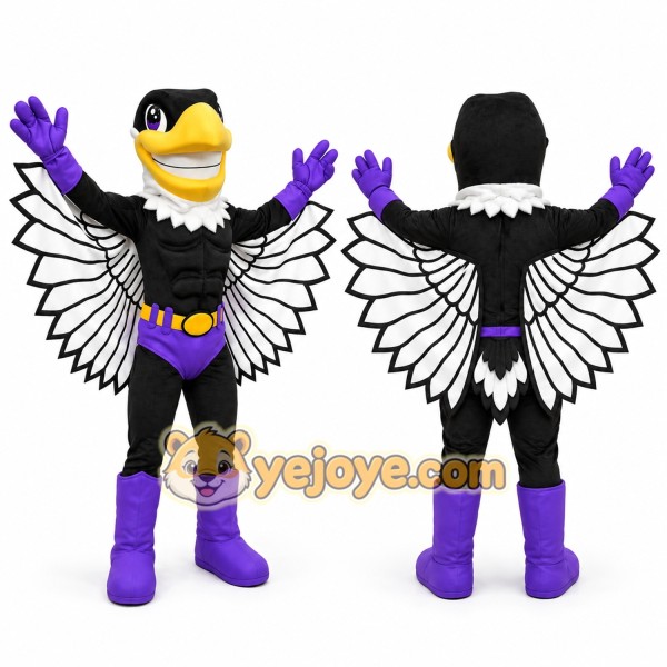 Black and Purple Bird Mascot Costume