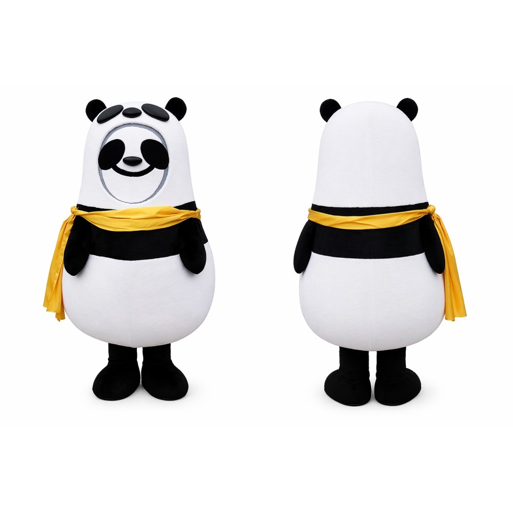 Panda Mascot Costume with Yellow Scarf