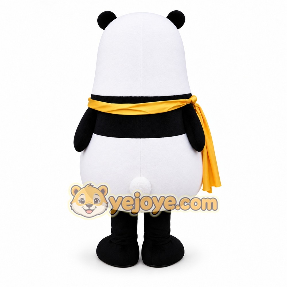 Panda Mascot Costume with Yellow Scarf Panda Mascot Costume with Yellow Scarf