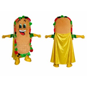 Funny Taco Mascot Costume with Yellow Cape