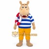Blue Hippopotamus Mascot Costume with Striped Shirt Blue Hippopotamus Mascot Costume with Striped Shirt