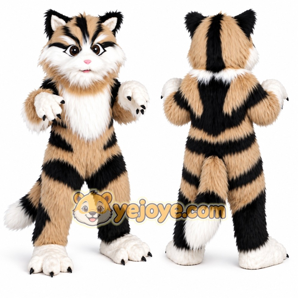 Tan Furry Cat Mascot Costume for Kids and Adults Tan Furry Cat Mascot Costume for Kids and Adults