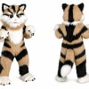 Tan Furry Cat Mascot Costume for Kids and Adults