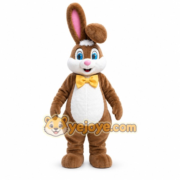 Brown Bunny Mascot Costume with Bow Tie Brown Bunny Mascot Costume with Bow Tie