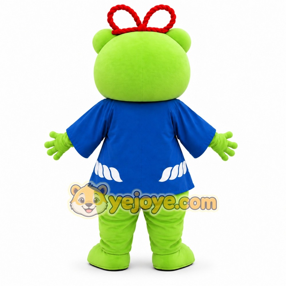Green Frog Mascot Costume with Blue Outfit Green Frog Mascot Costume with Blue Outfit