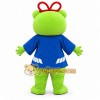 Green Frog Mascot Costume with Blue Outfit Green Frog Mascot Costume with Blue Outfit