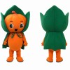 Orange Pumpkin Mascot Costume with Green Cape