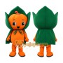 Orange Pumpkin Mascot Costume with Green Cape
