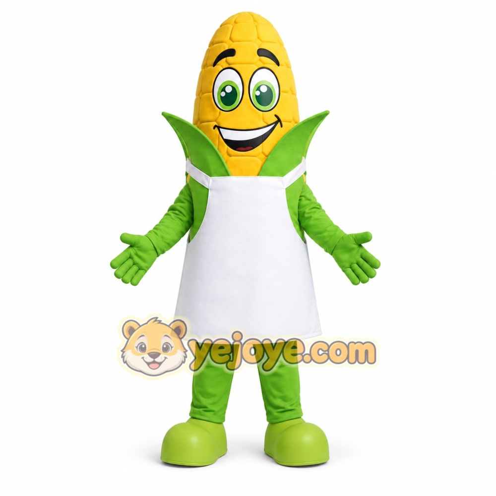 Yellow Corn Mascot Costume with Green Accents Yellow Corn Mascot Costume with Green Accents