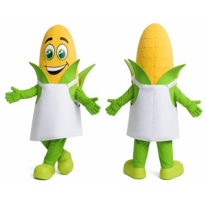 Yellow Corn Mascot Costume with Green Accents