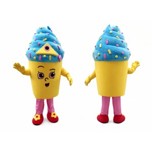 Yellow Cupcake Mascot Costume with Blue Hat