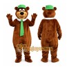 Brown Bear Mascot Costume with Green Hat and Tie Brown Bear Mascot Costume with Green Hat and Tie