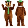 Brown Bear Mascot Costume with Green Hat and Tie
