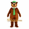 Brown Bear Mascot Costume with Green Hat and Tie Brown Bear Mascot Costume with Green Hat and Tie