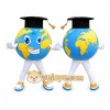 Blue Globe Graduation Mascot Costume