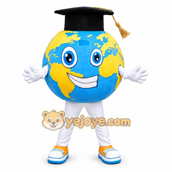 Blue Globe Graduation Mascot Costume