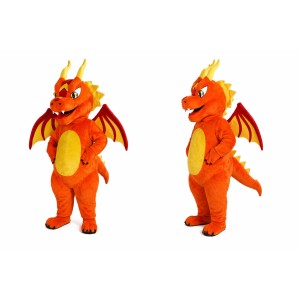 Orange Dragon Mascot Costume for Kids and Adults