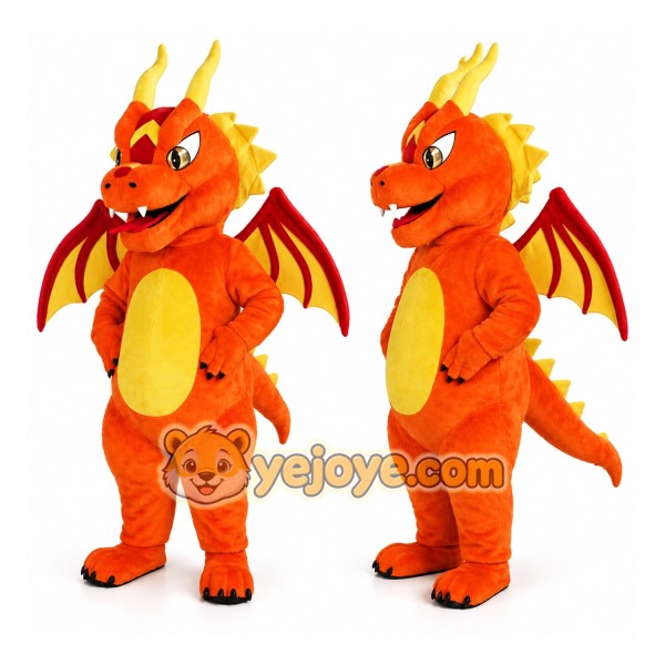 Orange Dragon Mascot Costume for Kids and Adults
