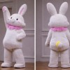 White Bunny Mascot Costume with Pink Accents