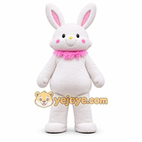 White Bunny Mascot Costume with Pink Accents White Bunny Mascot Costume with Pink Accents