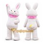 White Bunny Mascot Costume with Pink Accents