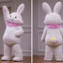 White Bunny Mascot Costume with Pink Accents