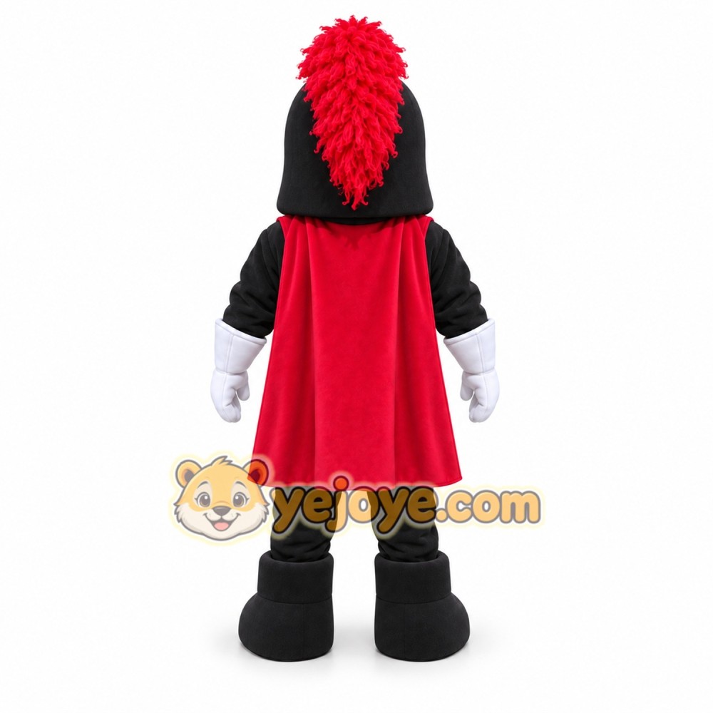 Black Knight Mascot Costume with Red Cape