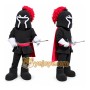 Black Knight Mascot Costume with Red Cape