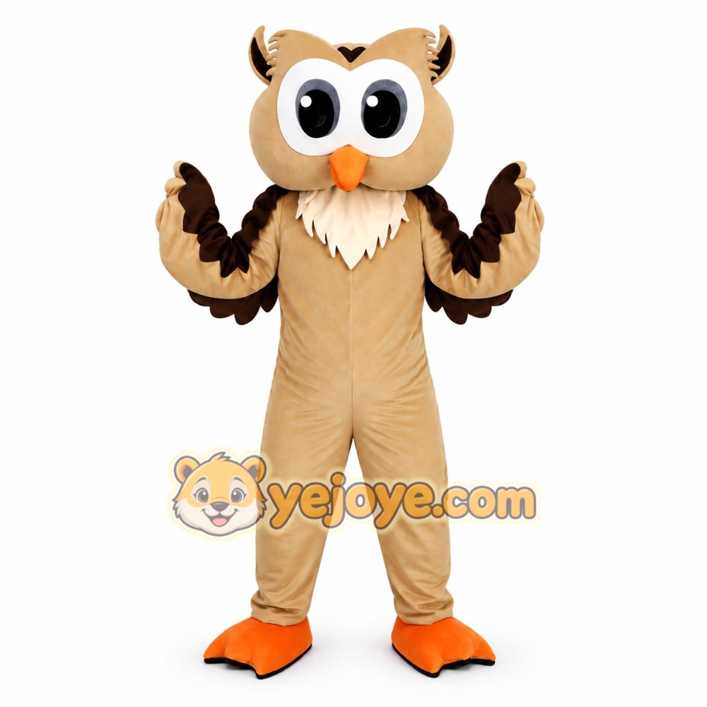 Owl Mascot Costume Beige Color Owl Mascot Costume Beige Color