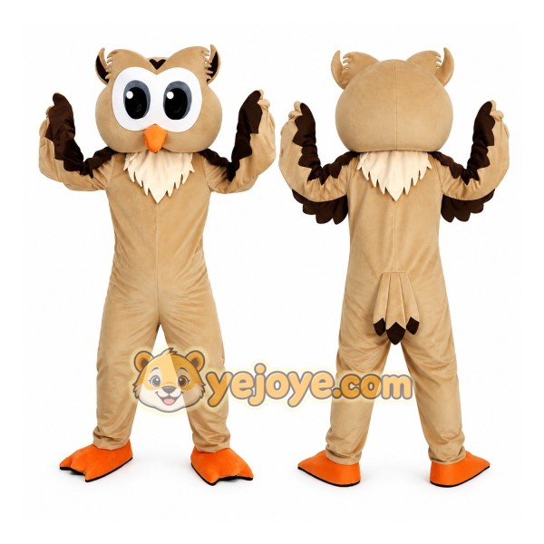 Owl Mascot Costume Beige Color