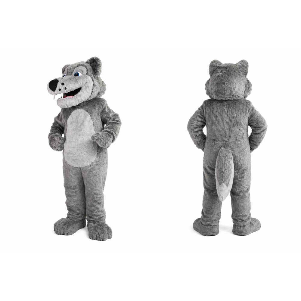 Gray Wolf Mascot Costume for Kids and Adults
