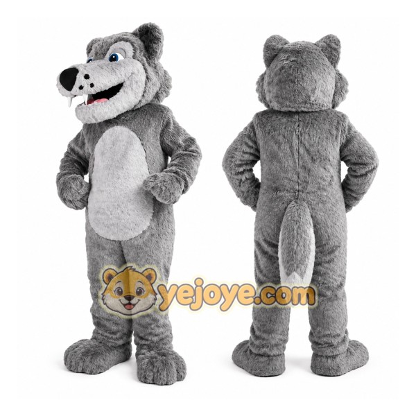 Gray Wolf Mascot Costume for Kids and Adults