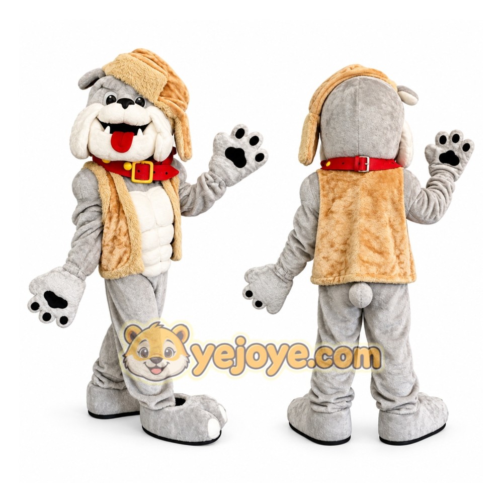 Gray Bulldog Mascot Costume Gray Bulldog Mascot Costume
