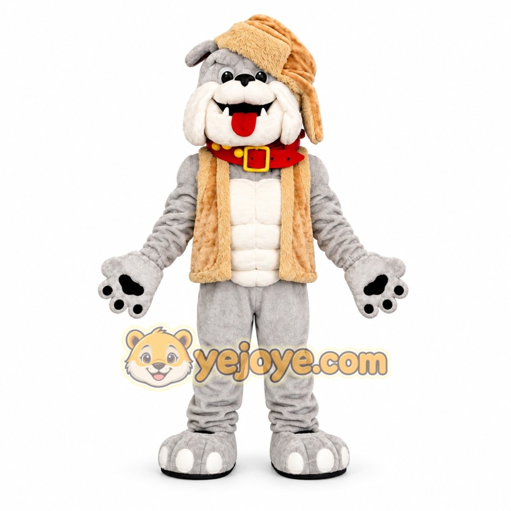 Gray Bulldog Mascot Costume Gray Bulldog Mascot Costume