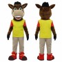 Brown Horse Mascot Costume with Yellow Shirt