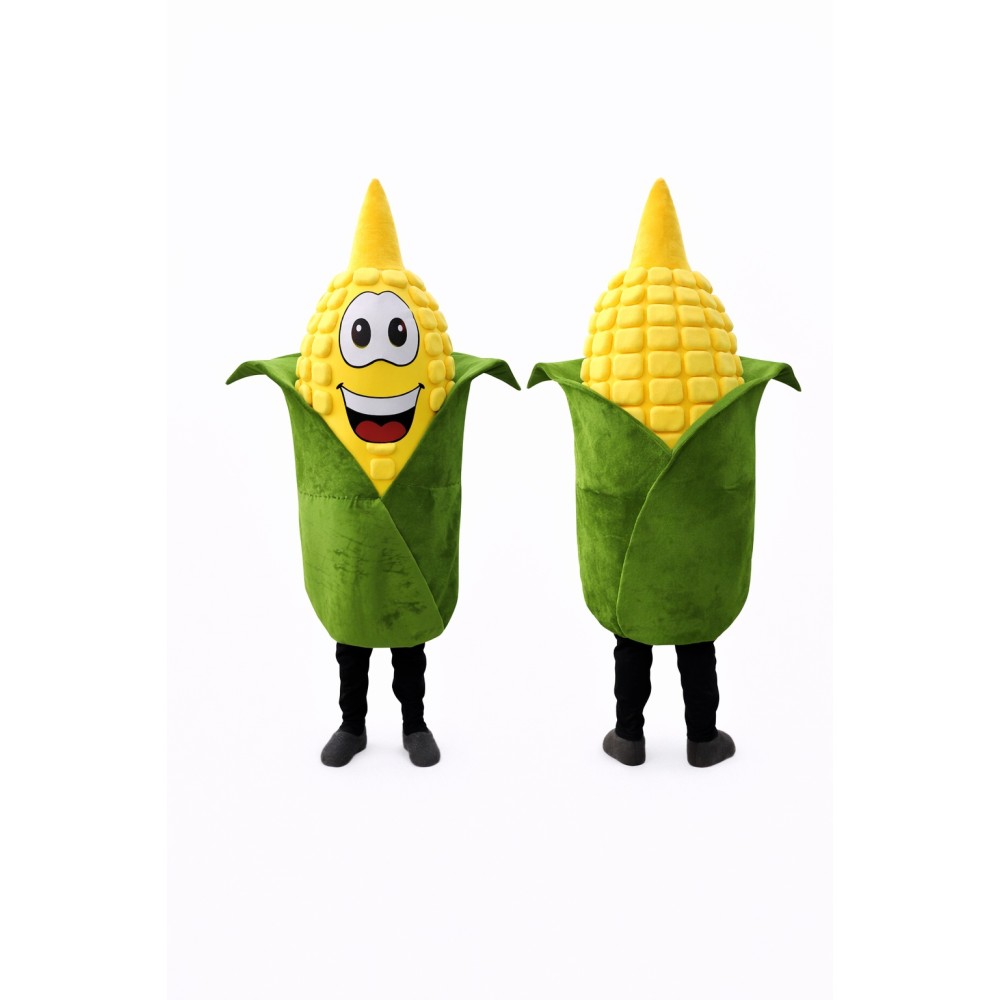 Corn Mascot Costume Yellow and Green Fun Outfit