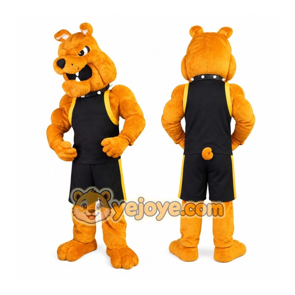 Orange Dog Mascot Costume with Black Athletic Outfit