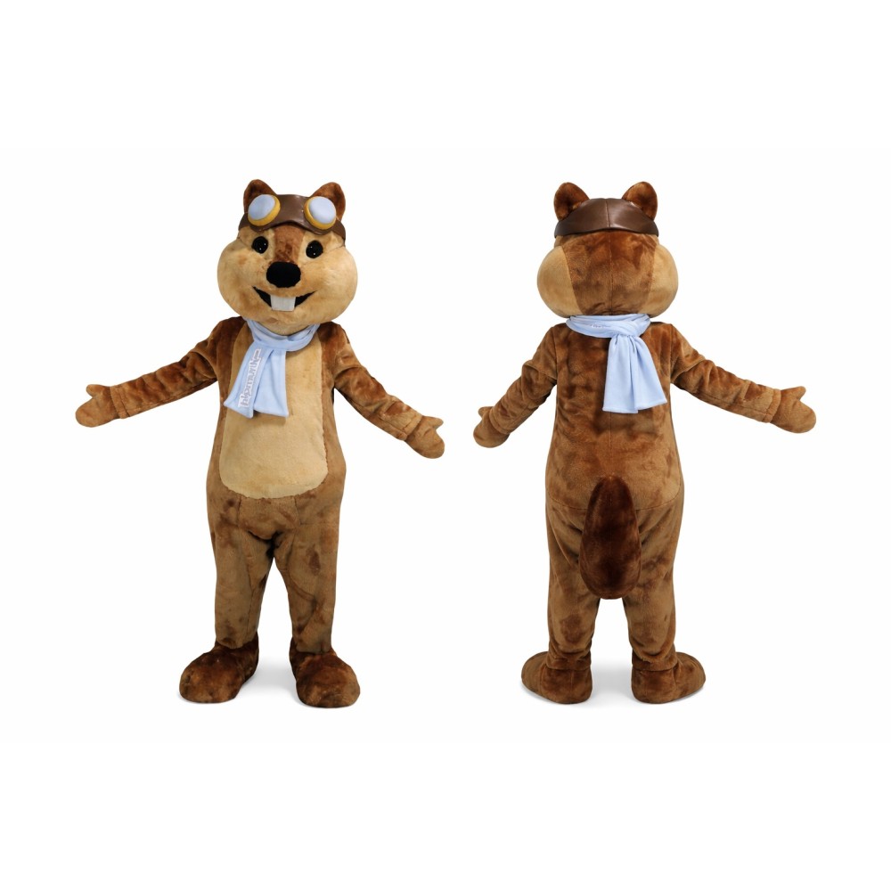 Brown Chipmunk Mascot Costume with Blue Scarf