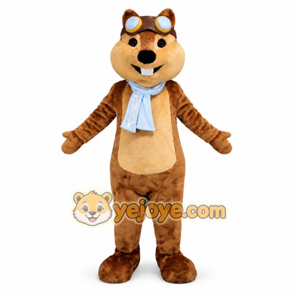 Brown Chipmunk Mascot Costume with Blue Scarf Brown Chipmunk Mascot Costume with Blue Scarf
