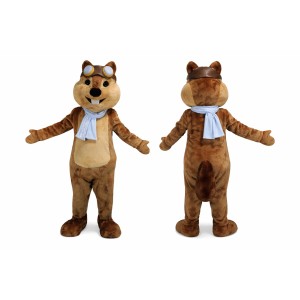 Brown Chipmunk Mascot Costume with Blue Scarf
